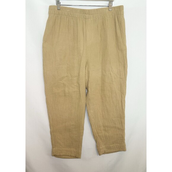 MADEWELL Lightspun Huston Pull On Crop Pants Desert Dune Cotton Women's XL - Picture 2 of 10